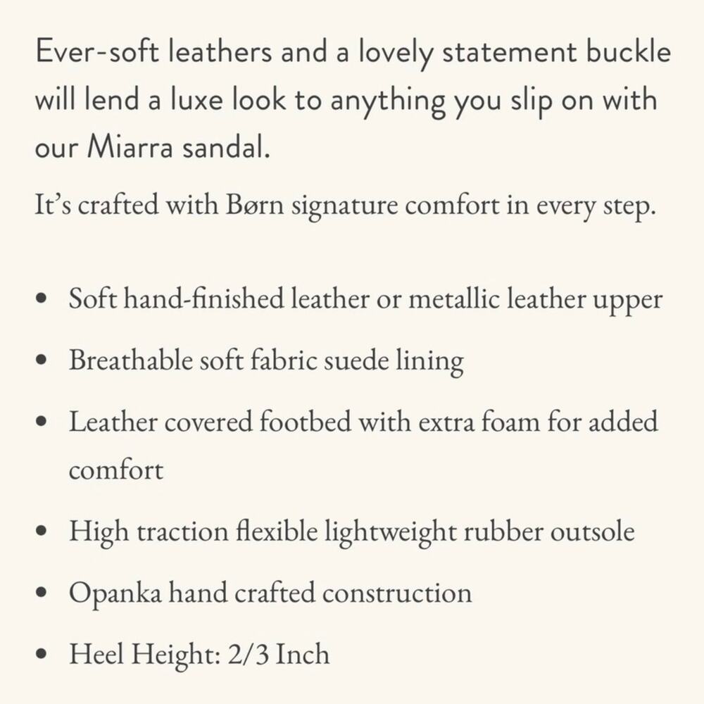 NIB Born Miarra 8M 38-39 Natural Big Buckle Leather Slide Sandals - Picture 11 of 11